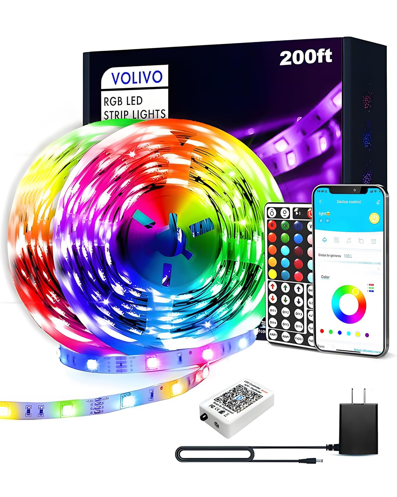 VOLIVO front packaging showing 200ft dual-rolls and included accessories for easy setup