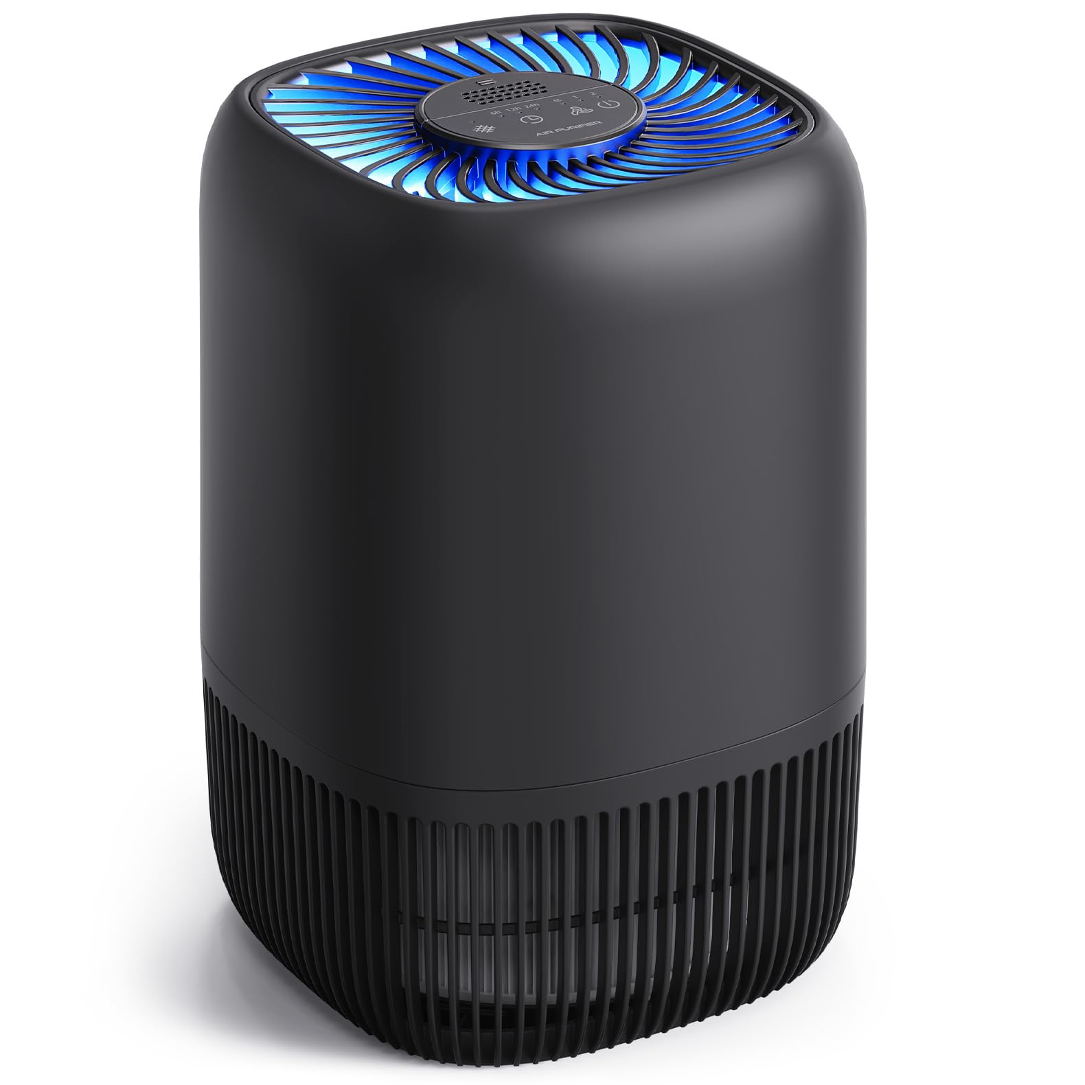 VOOPNU front view showing sleek black purifier and compact footprint