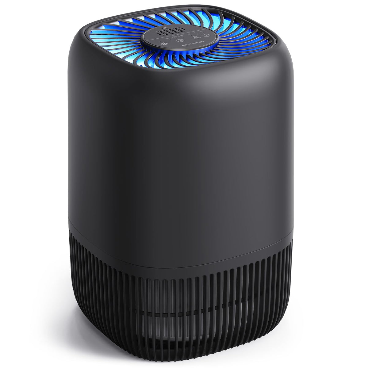 VOOPNU front view showing sleek black purifier and compact footprint