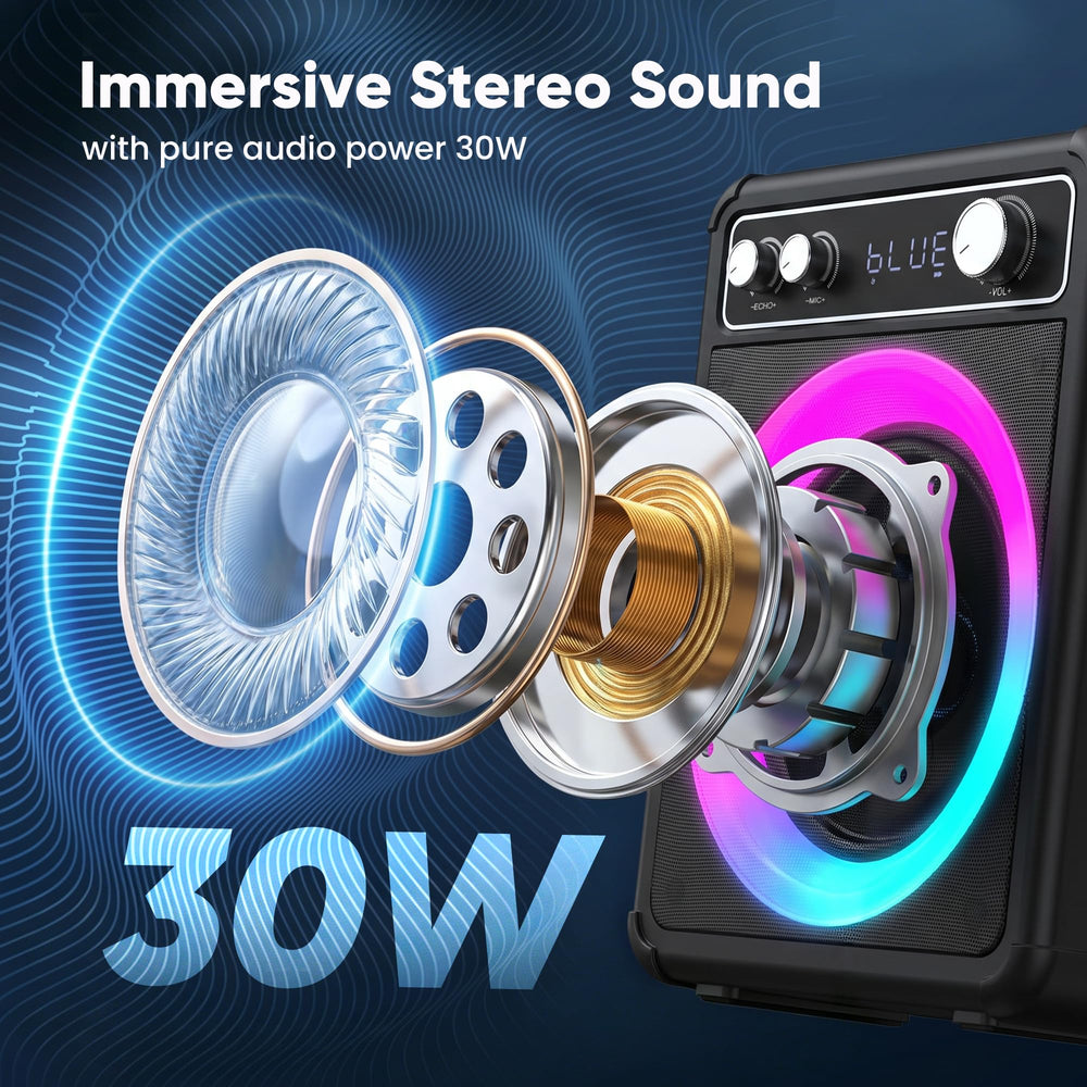 VOSOCO side view highlighting 6.5-inch subwoofer for deep bass