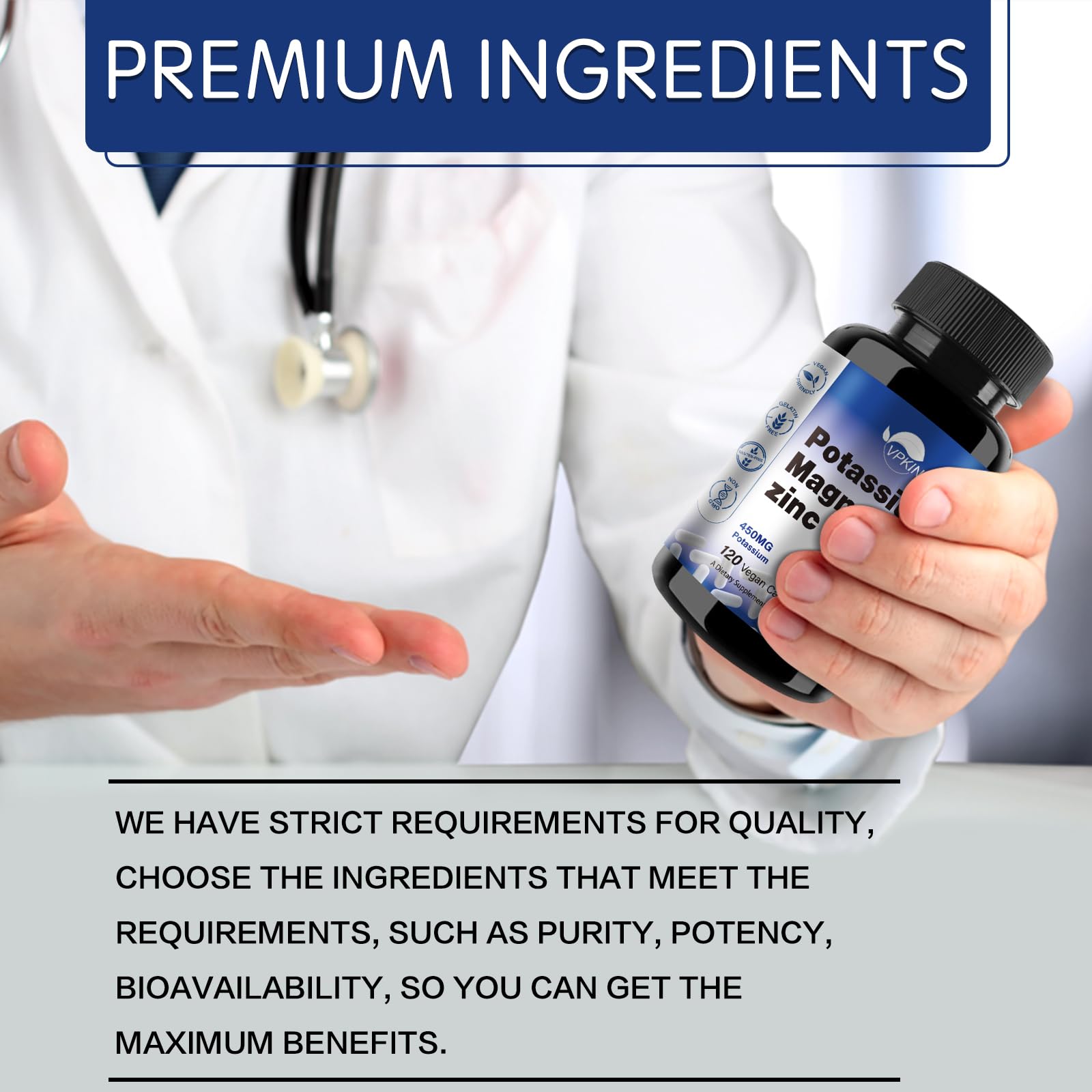 VPKIN two capsules on palm demonstrating serving size and convenient routine