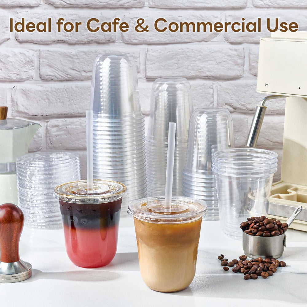 Vplus cup in use with iced coffee highlighting clear presentation