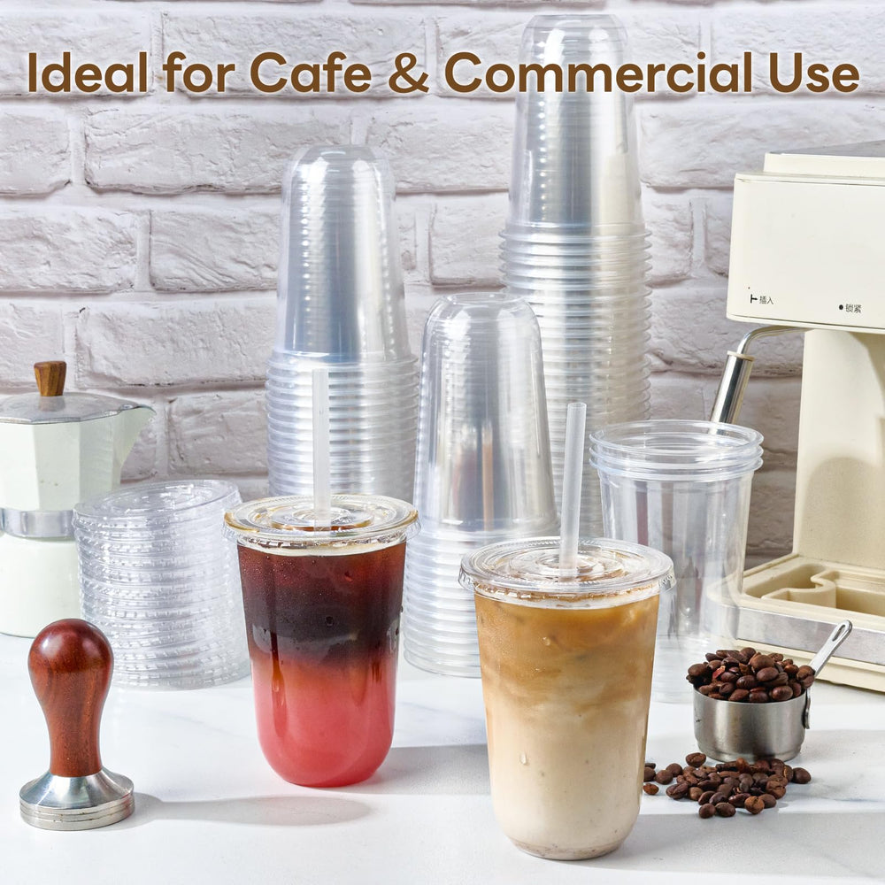 Vplus in use with iced coffee showing lid on cup for mess-free on-the-go