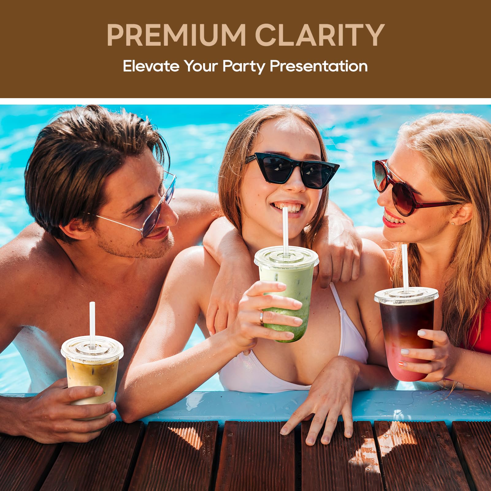 Vplus party table display with drinks showing attractive clear cups for showcasing beverages