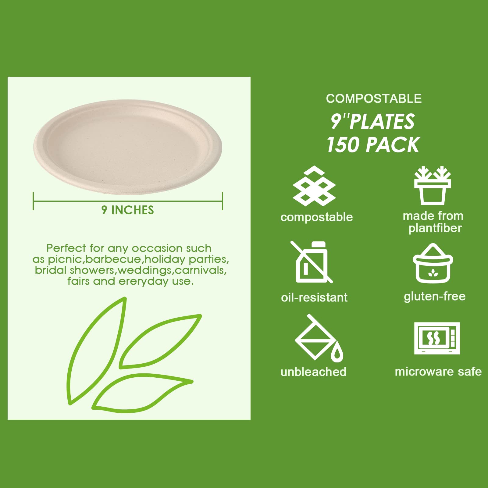 Vplus 9-inch plate served with food demonstrating leak-resistant strength
