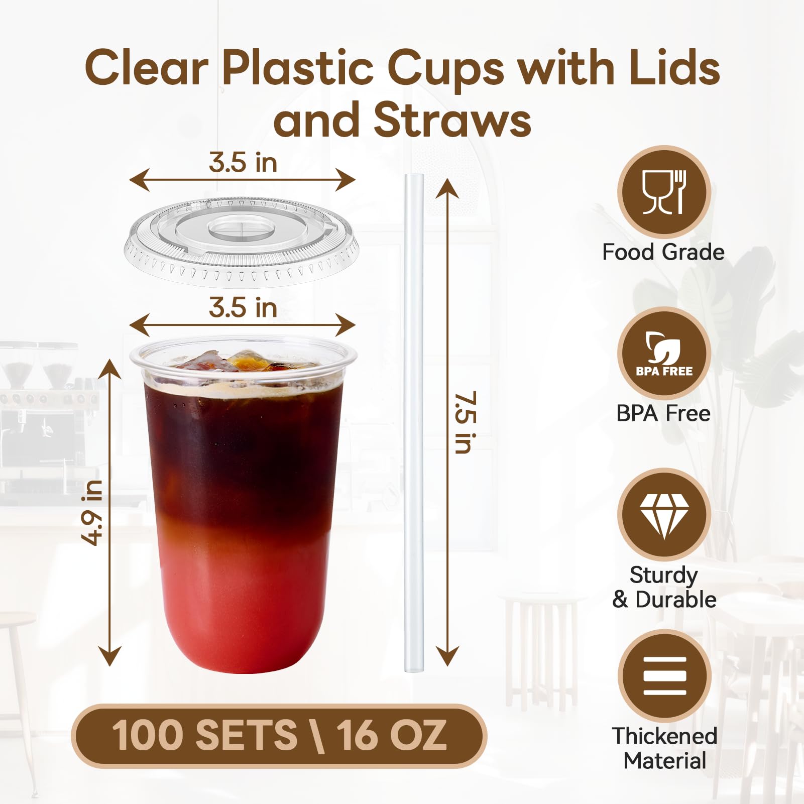Vplus straw and lid detail highlighting sturdy straw fit for smoothies and boba