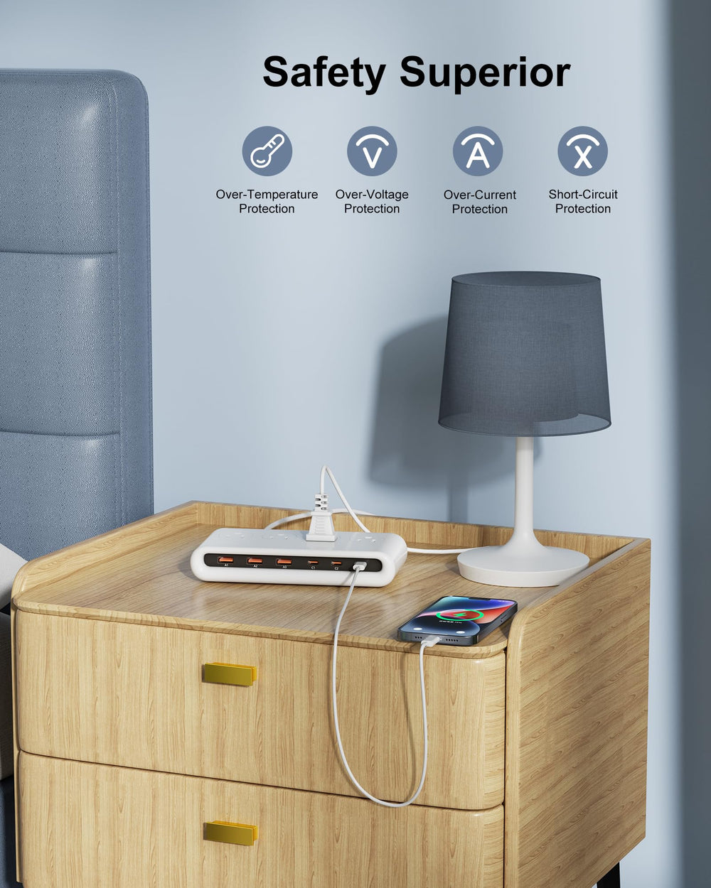 VPSUN lifestyle desk setup powering multiple devices for tidy workspace