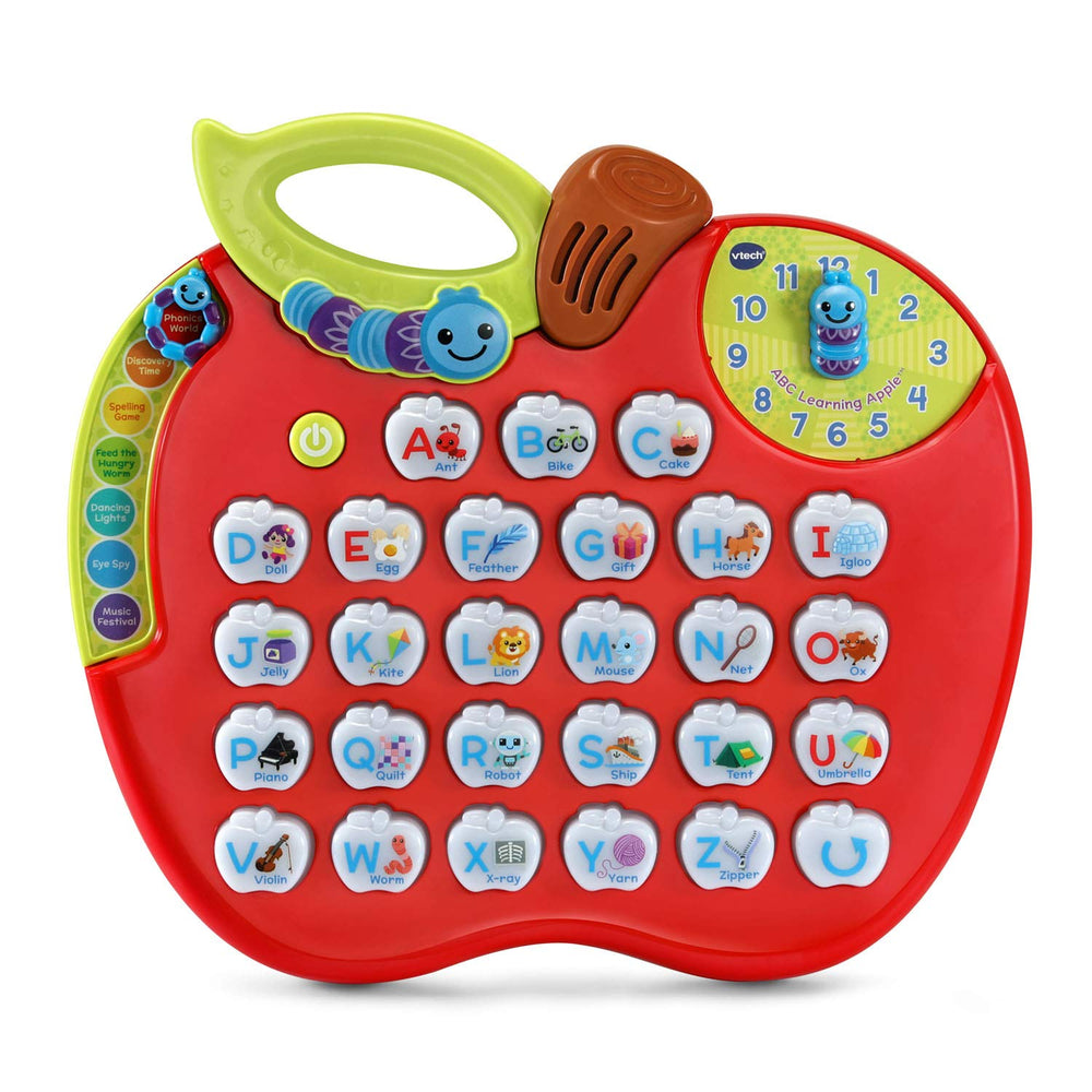 VTech ABC Learning Apple open battery compartment for two AA cells for reliable play