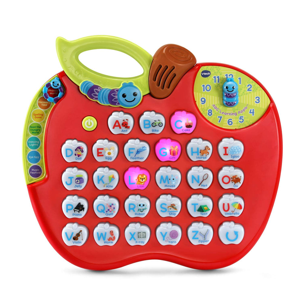 VTech ABC Learning Apple front view showing buttons and bright red finish for engaging learning