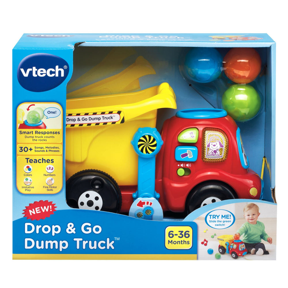 VTech truck pushed along floor demonstrating movement and gross motor benefit