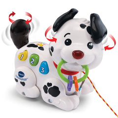 VTech puppy close-up of three colorful buttons encouraging fine motor development