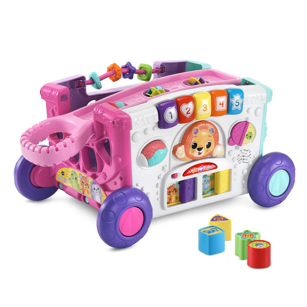 VTech close side panel with spinners and sliders promoting tactile skill practice