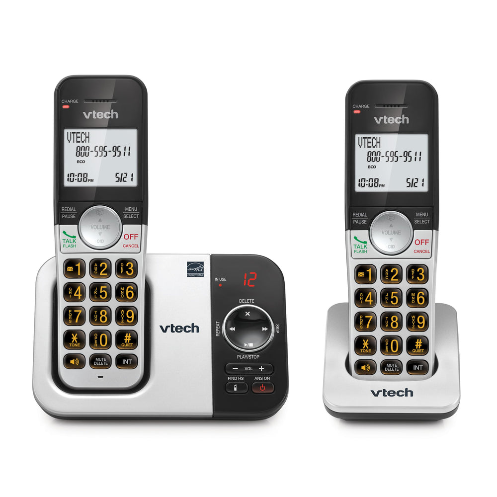 VTech VG232-2 front view showing dual handsets and base for easy setup