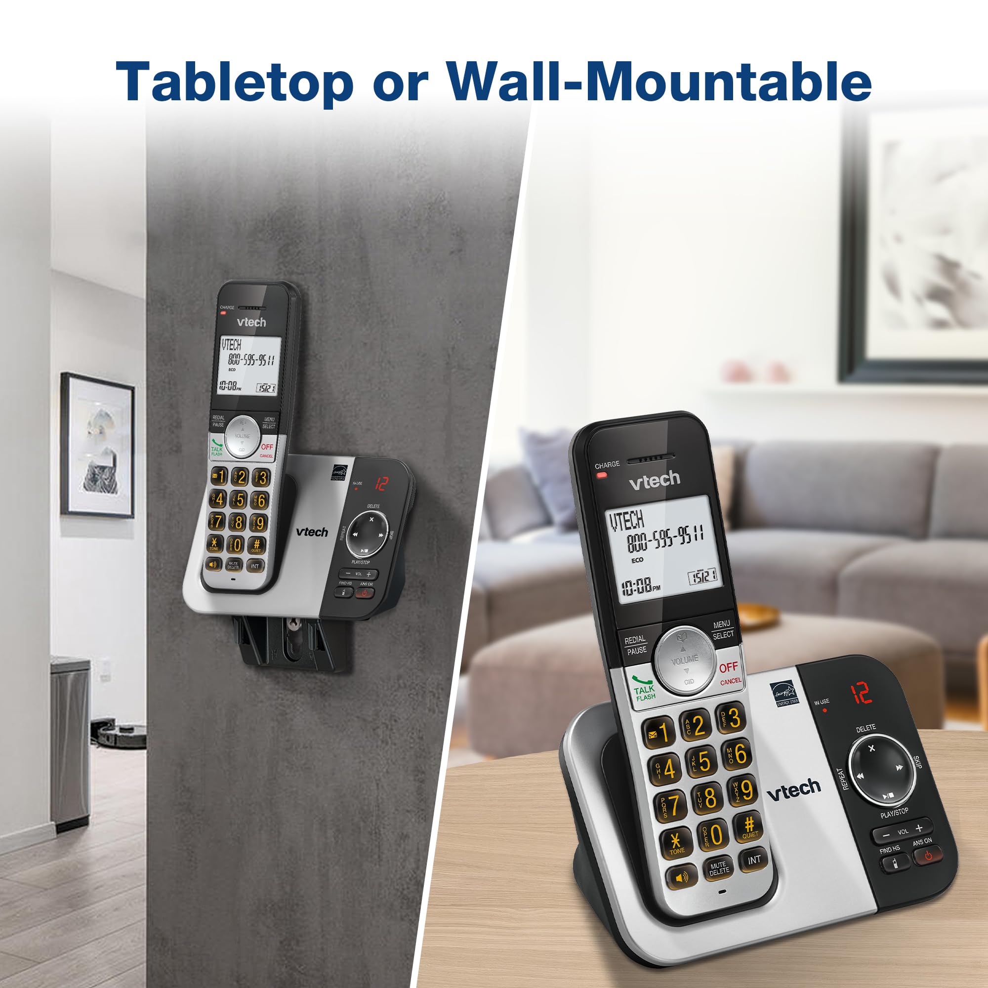 VTech message indicator light on handset notifying new voicemail