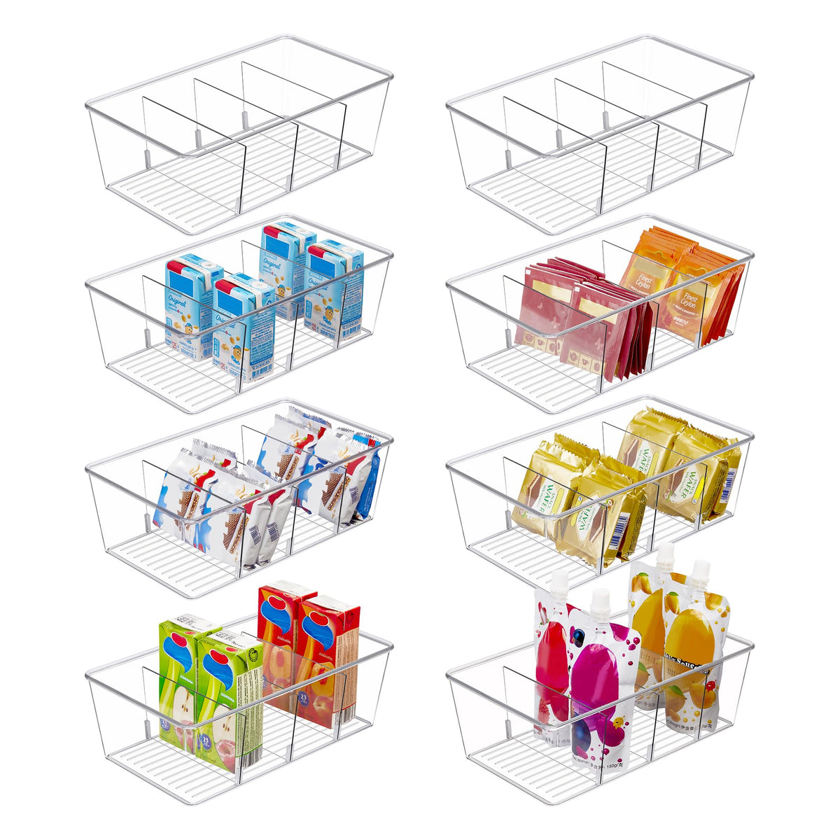 Vtopmart clear front view showing four compartments and organized packets for quick access