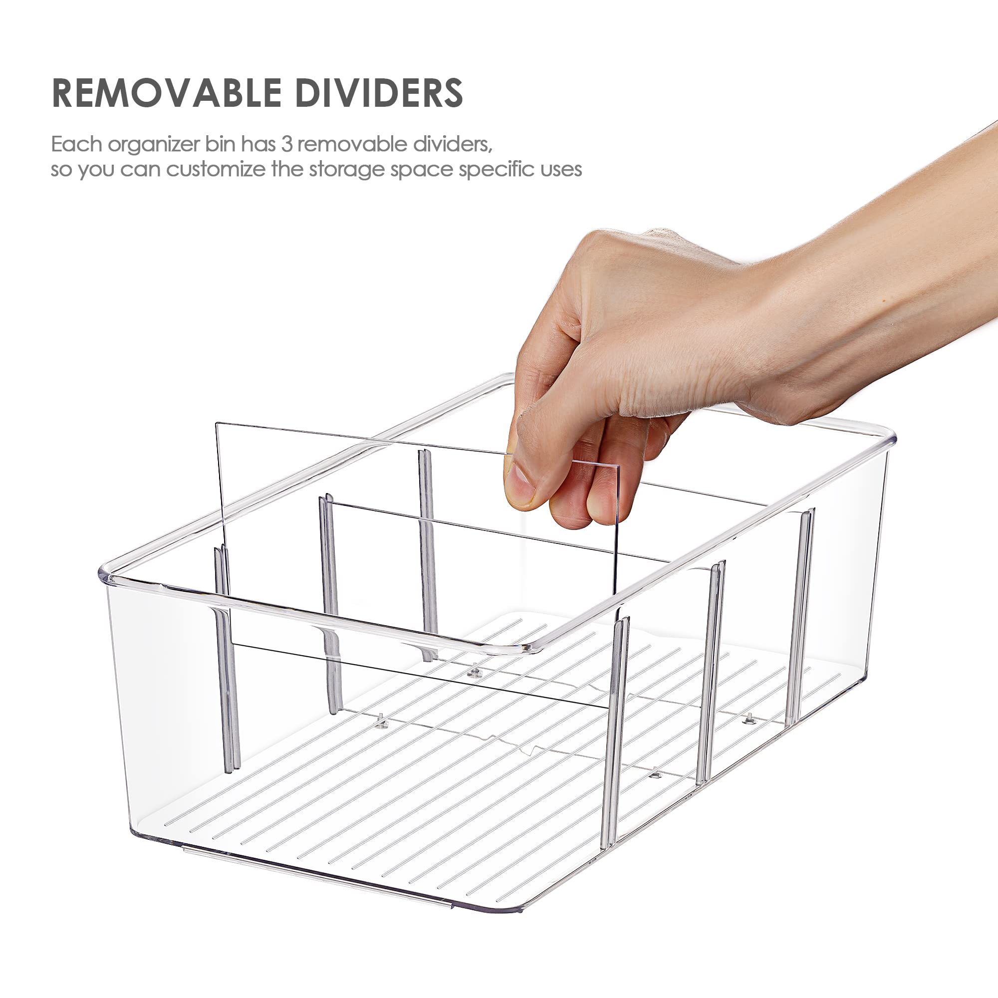 Vtopmart close-up of removable dividers highlighting customizable organization
