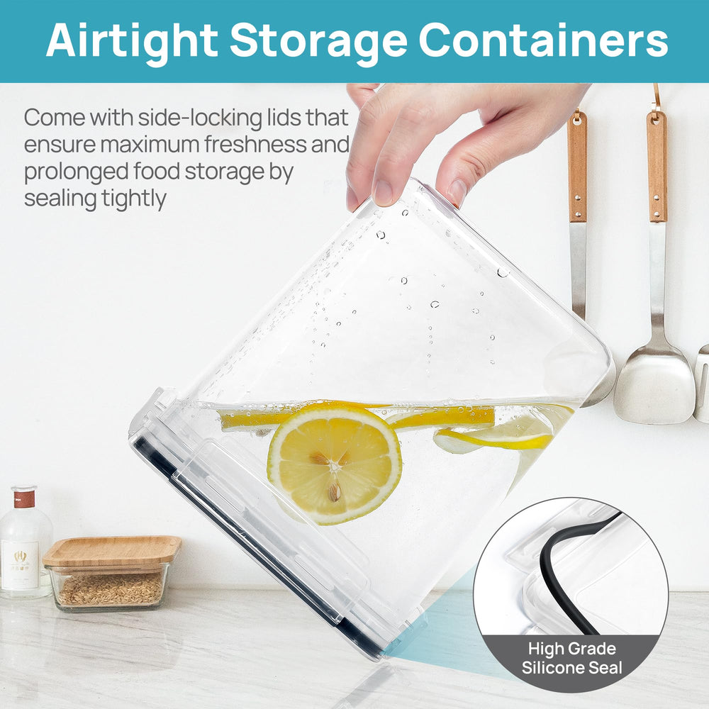 Vtopmart containers in use with baking ingredients for quick access benefit