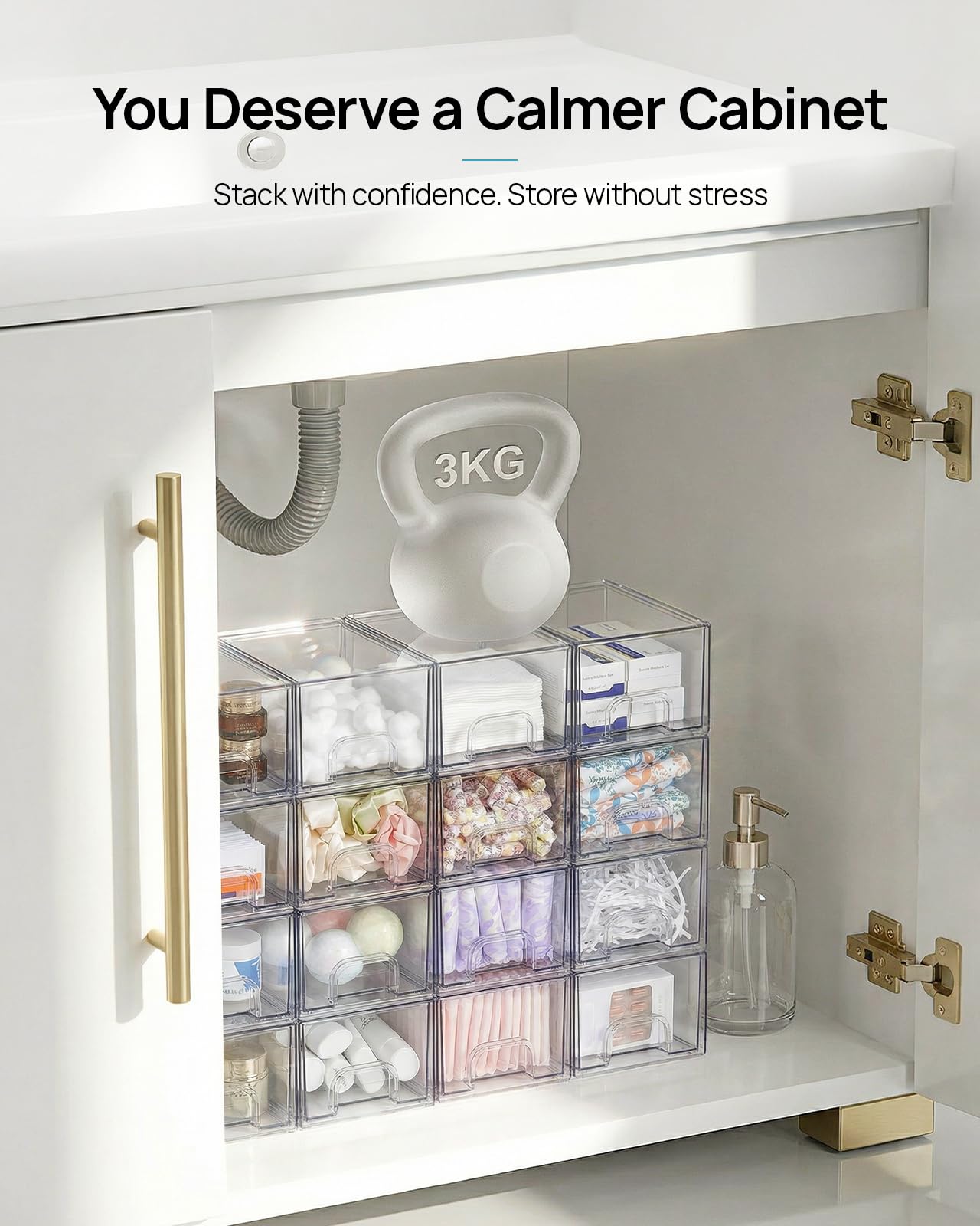 Vtopmart open drawer with cosmetics inside showcasing quick visibility