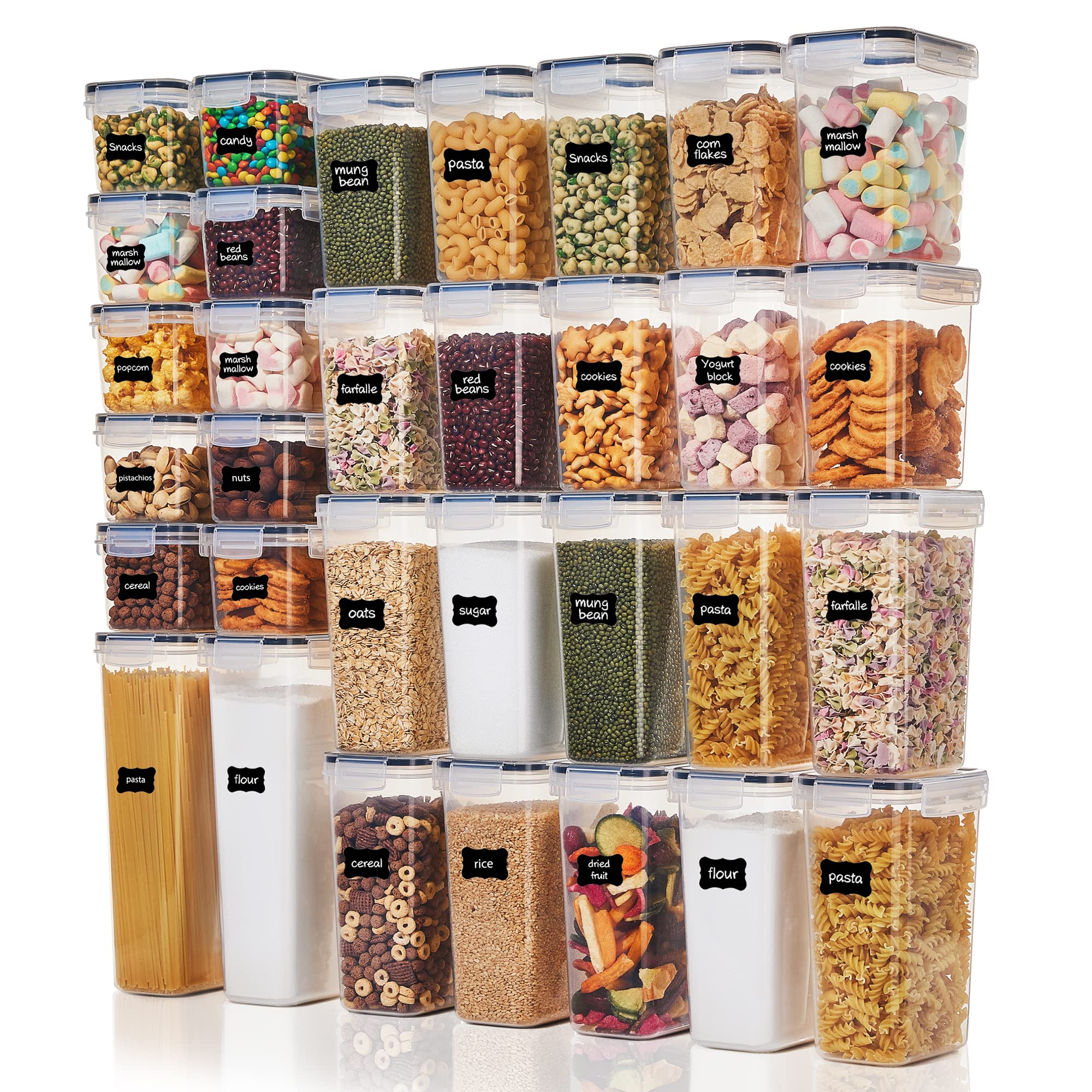 Vtopmart full set front view displaying all 32 containers for instant organization benefit