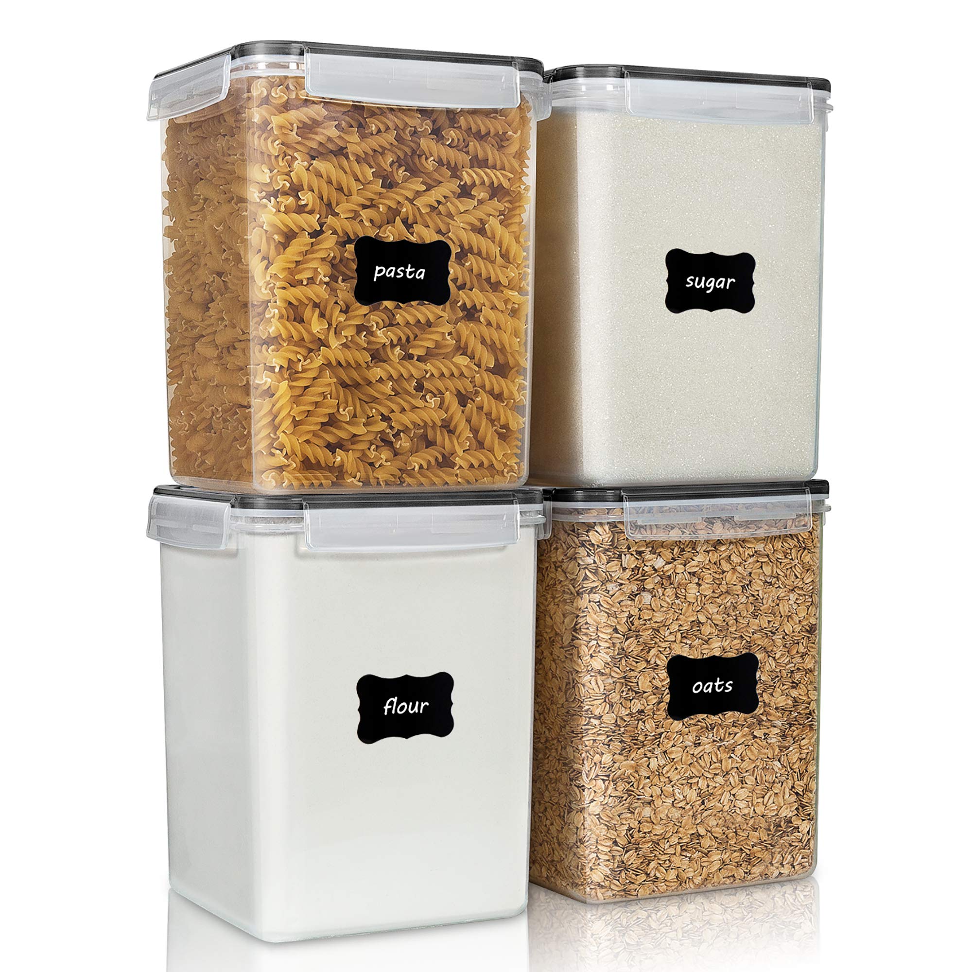 Vtopmart black canisters front view showing neat pantry benefit