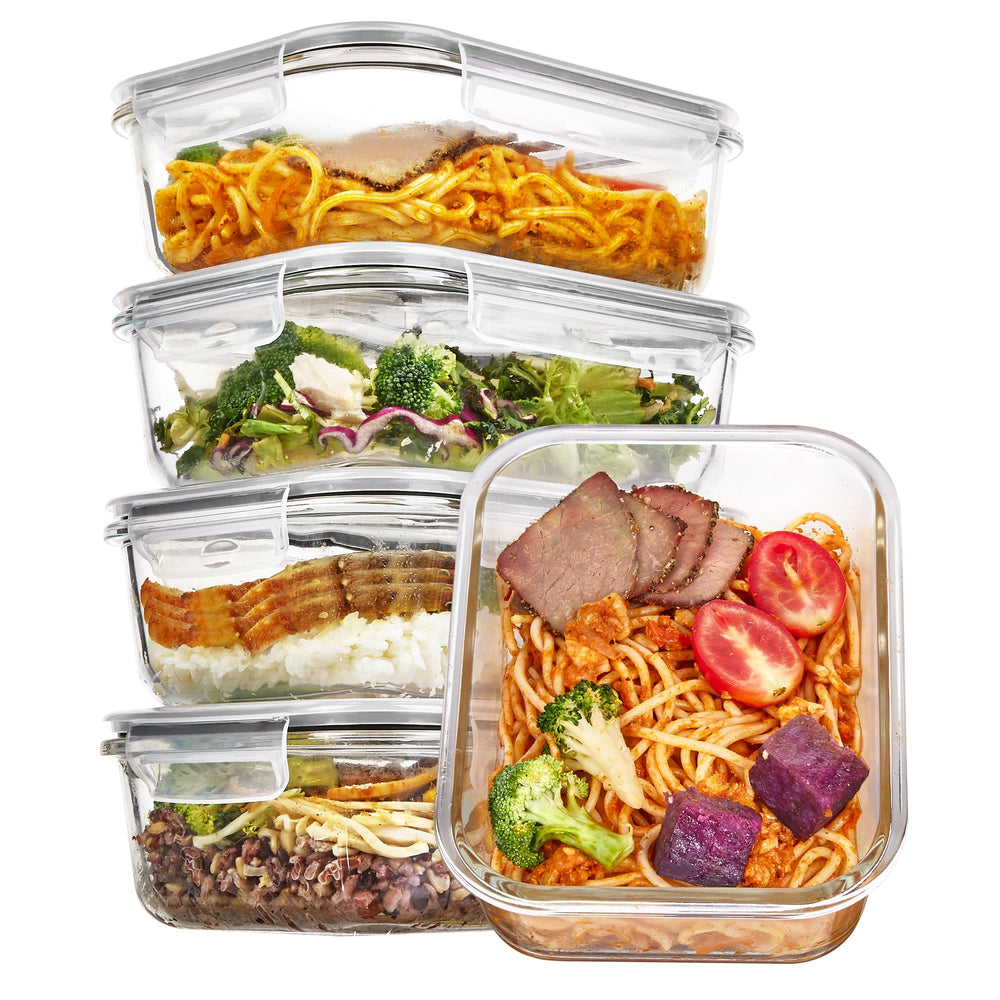 Vtopmart front view of 35oz containers showing spacious capacity and neat stacking