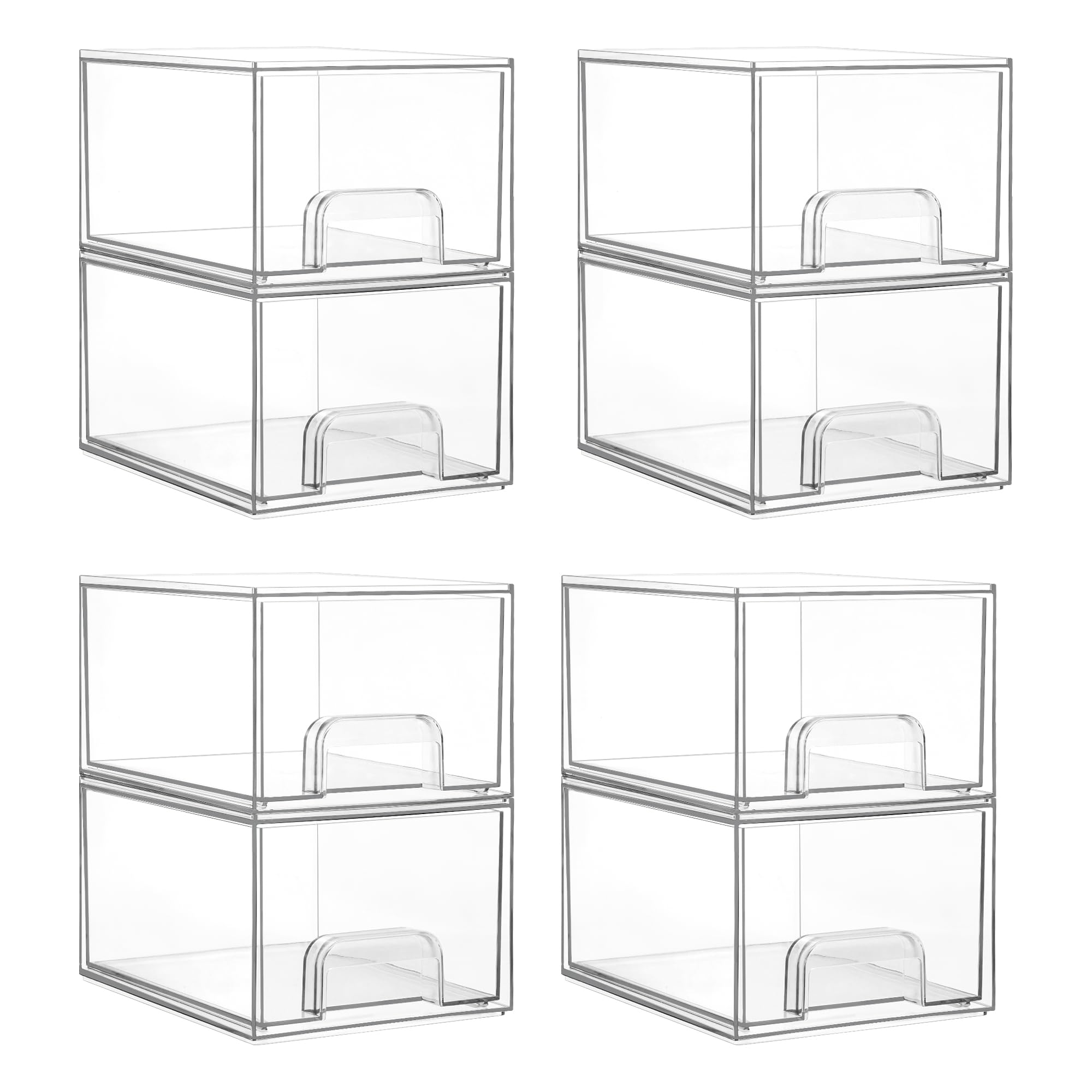 Vtopmart front view showing all eight clear stackable drawers for organized storage