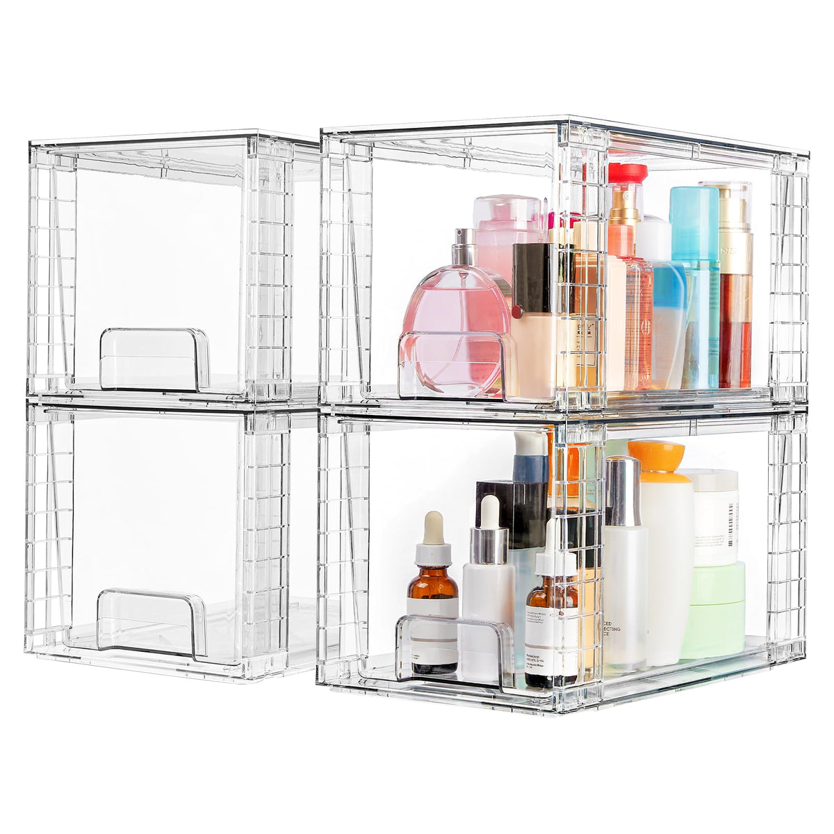 Vtopmart clear drawers front view showing organized contents and quick visibility