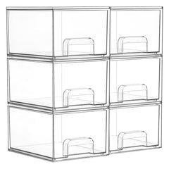 Vtopmart front view of six clear drawers showing neat countertop organization