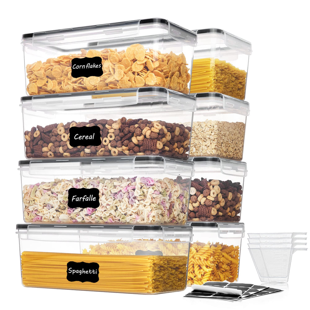 Vtopmart front view of eight canisters showing neat pantry organization and easy access