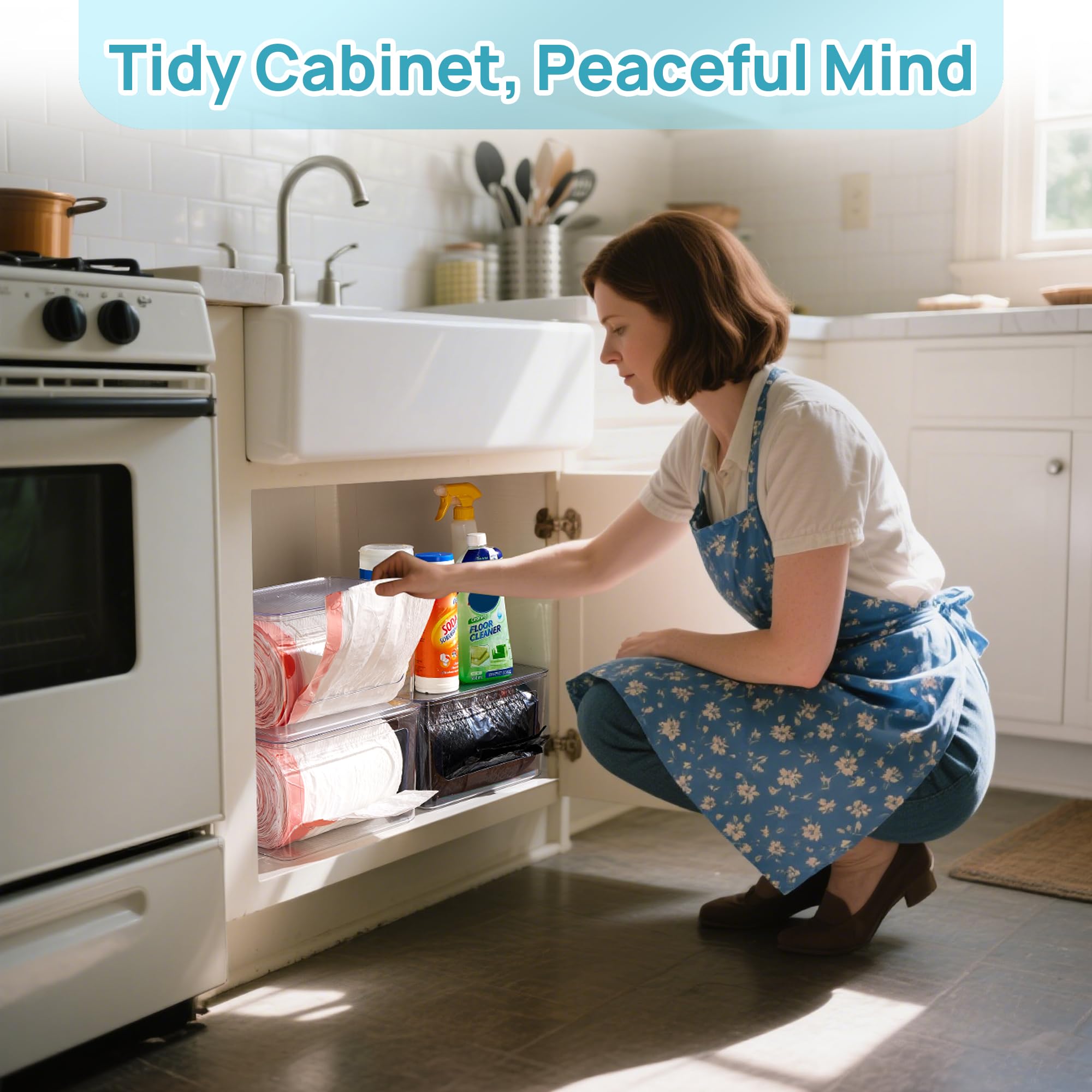 vtopmart in kitchen lifestyle demonstrating accessible bags near trash cans