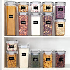Vtopmart containers arranged on pantry shelf showcasing space-saving stackability benefit