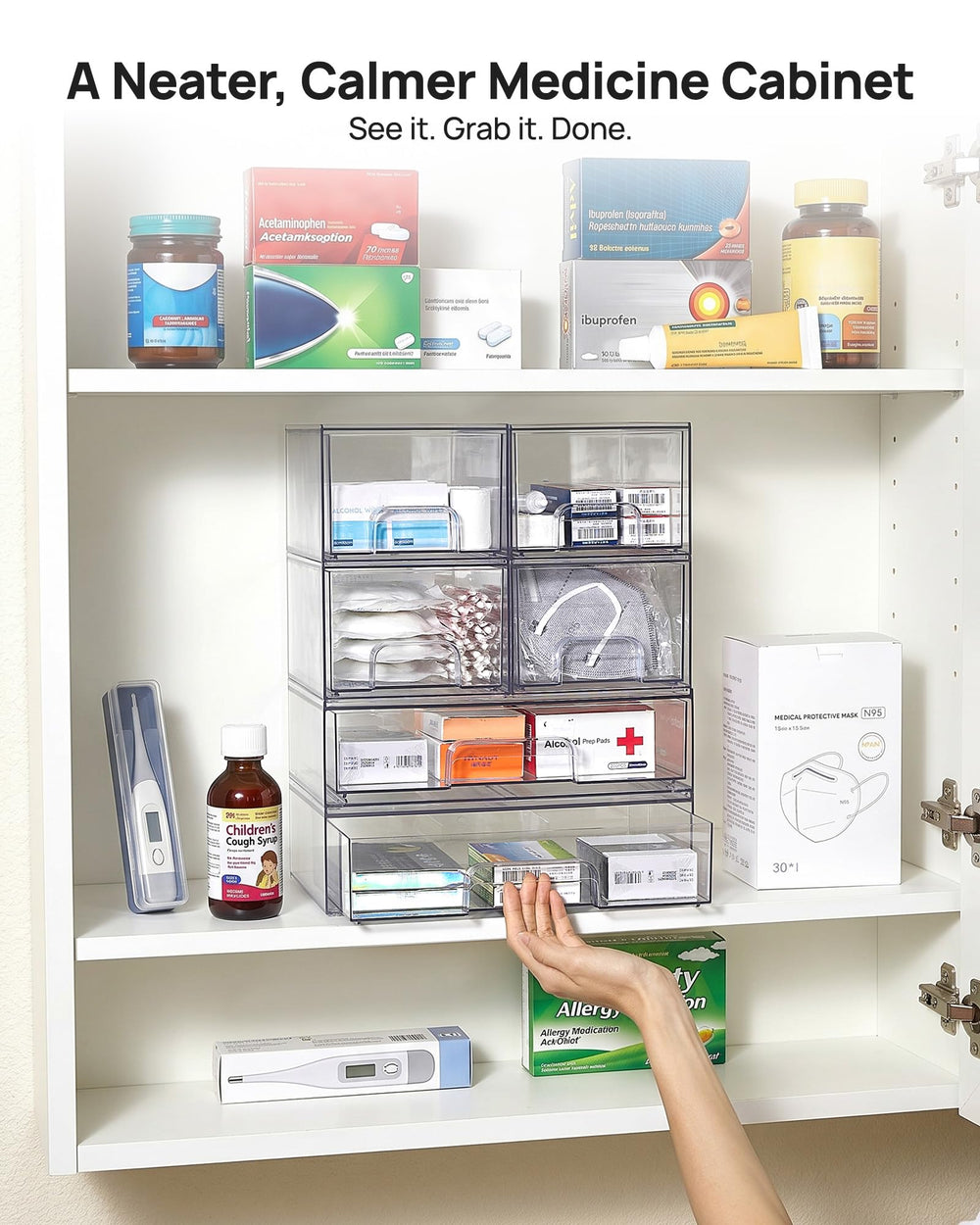 vtopmart inside drawer filled with toiletries showing quick item visibility