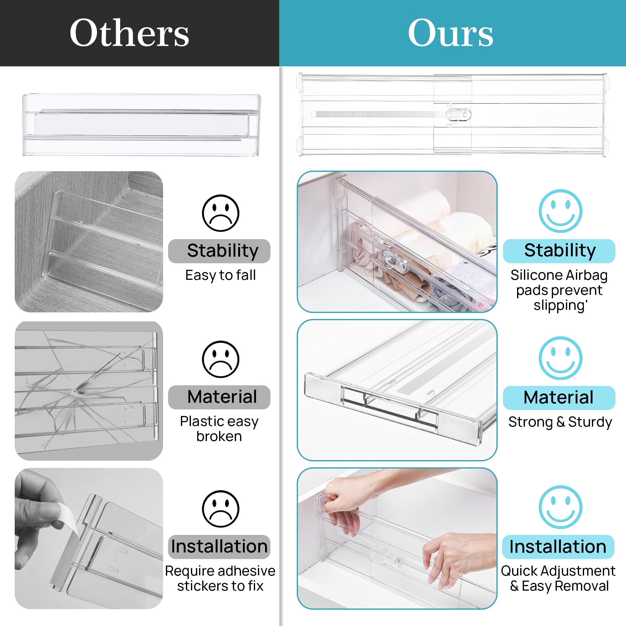 Vtopmart organized bathroom drawer with dividers sorting toiletries neatly