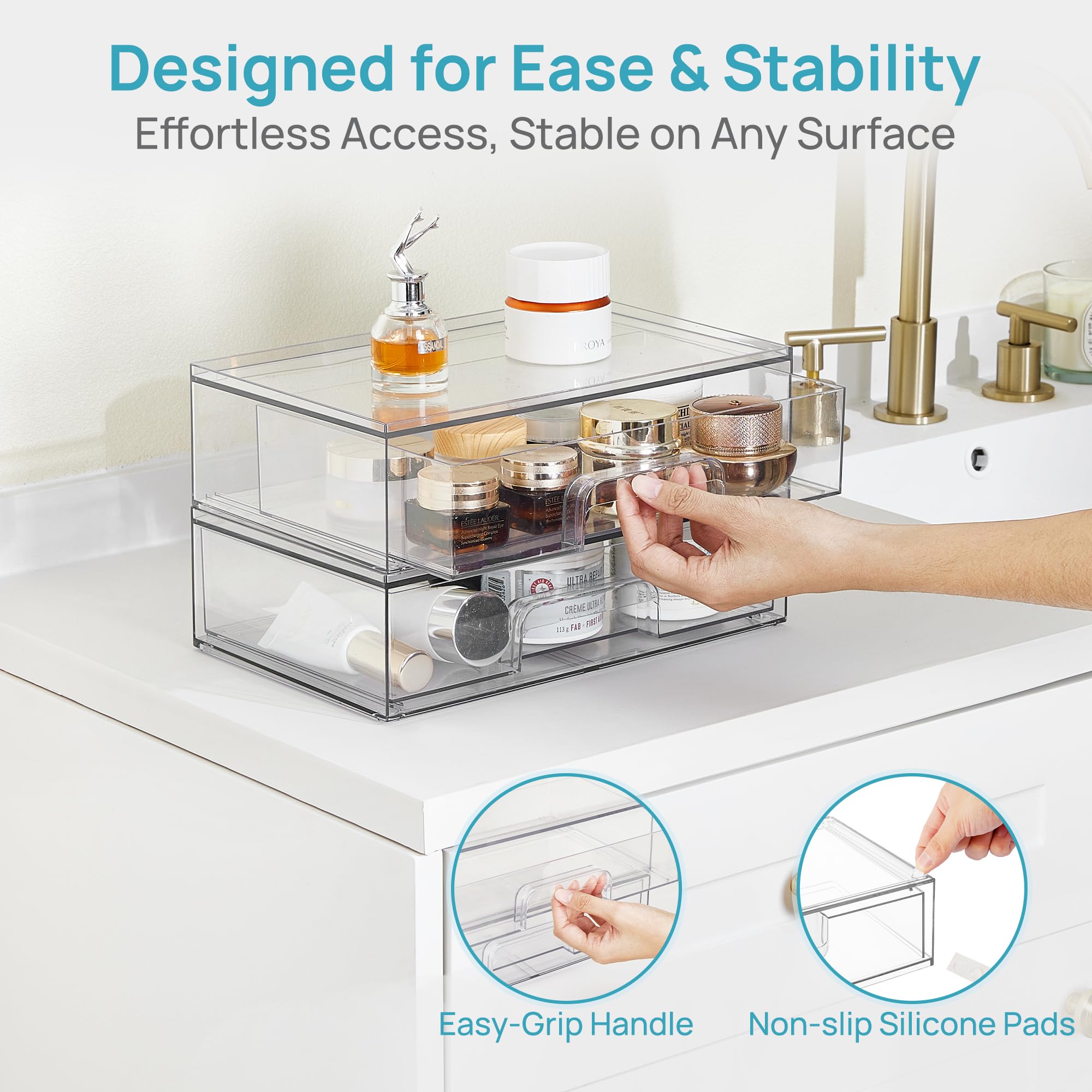 Vtopmart organizer on pantry shelf storing packets and saving shelf space