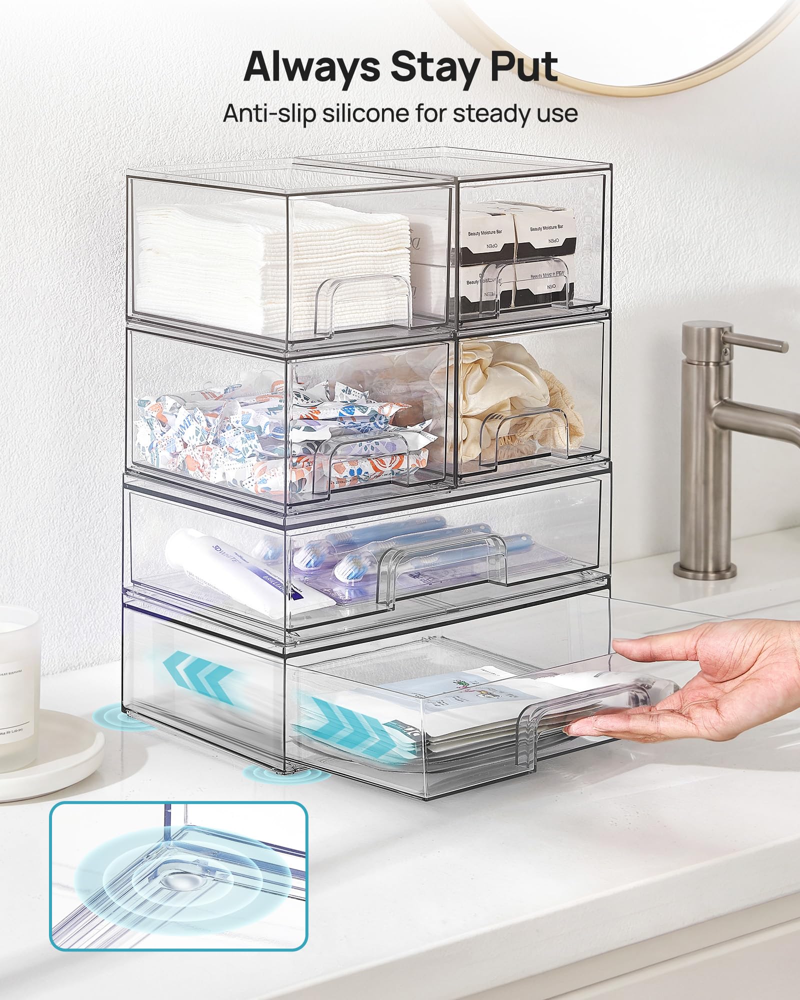 vtopmart drawers next to common items showing size and capacity reference