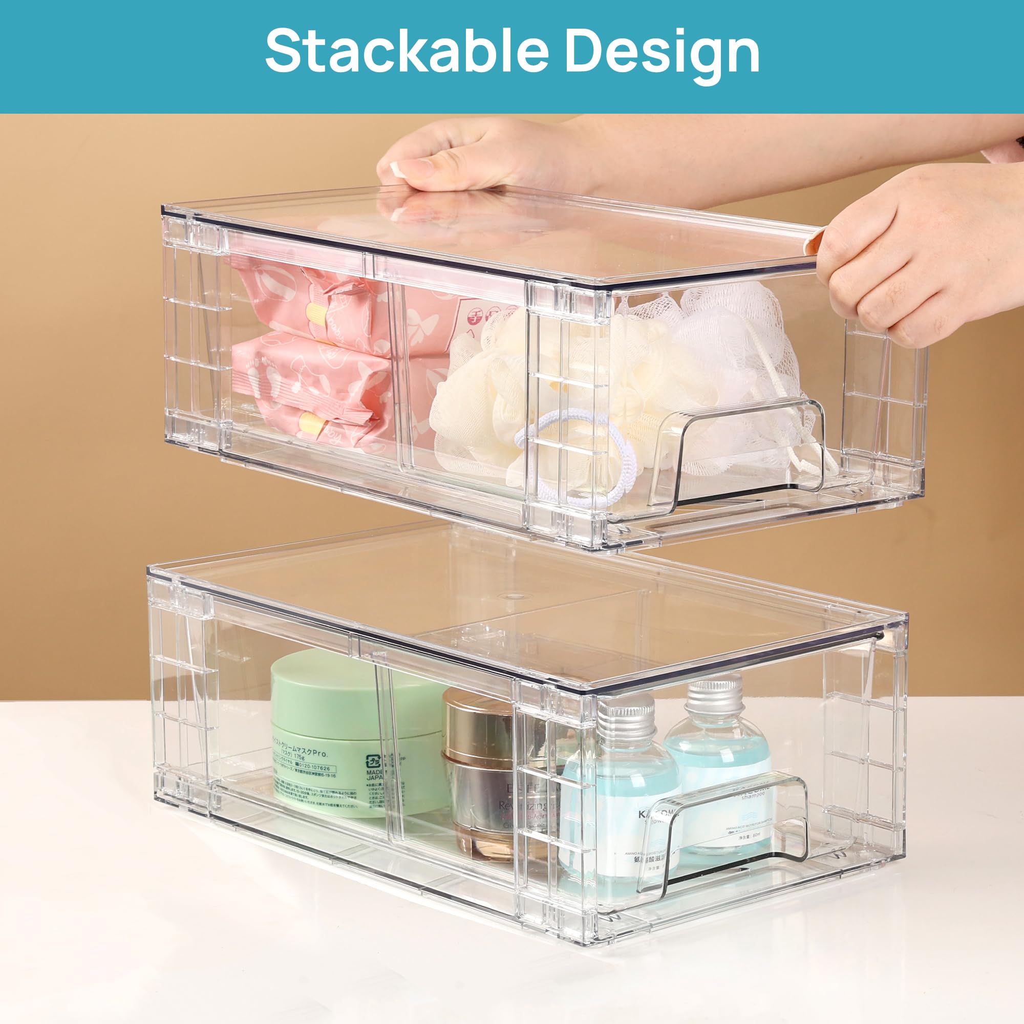 Vtopmart drawer beside hand showing compact scale for easy fitting