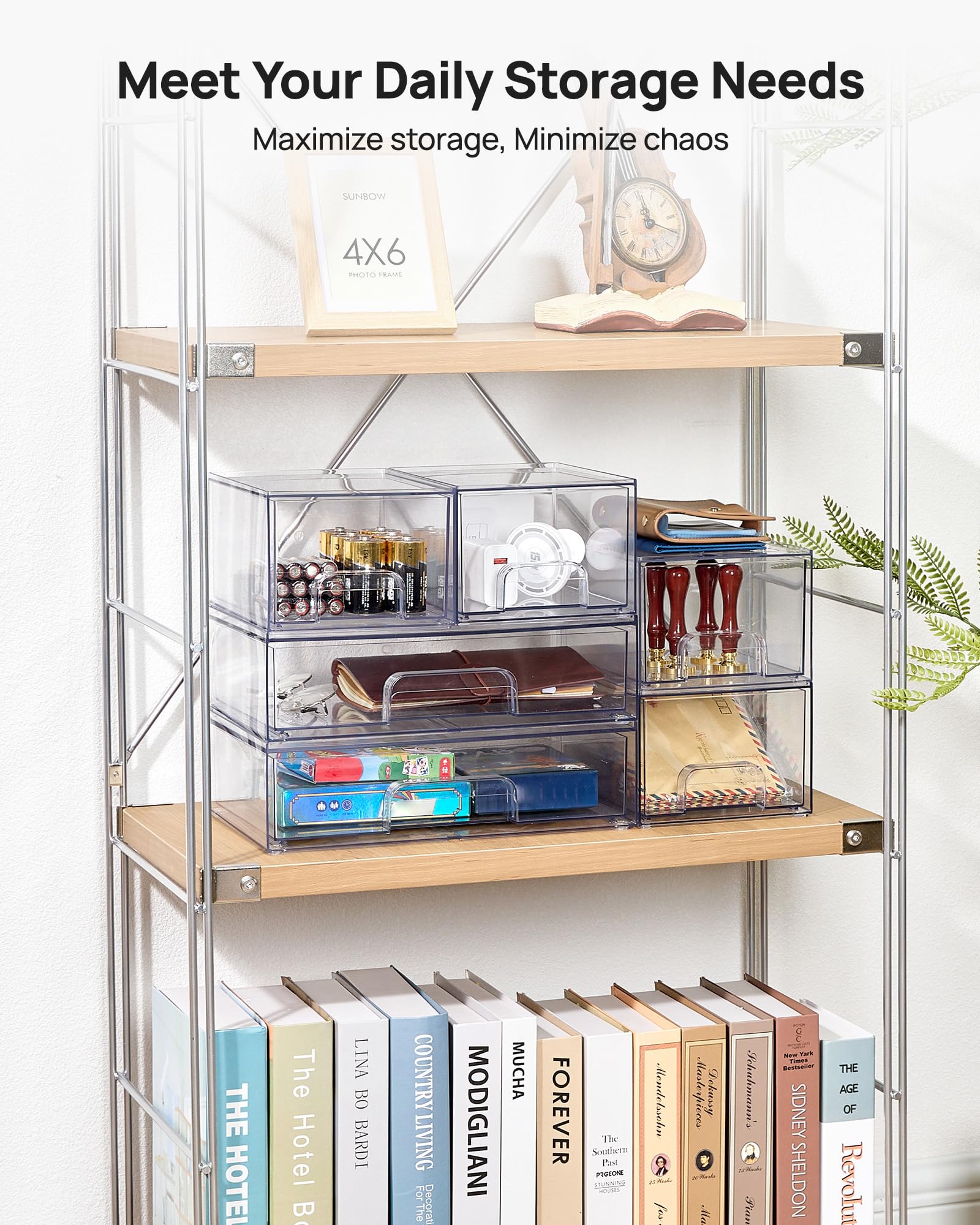 vtopmart side profile of stacked drawers showing vertical space savings