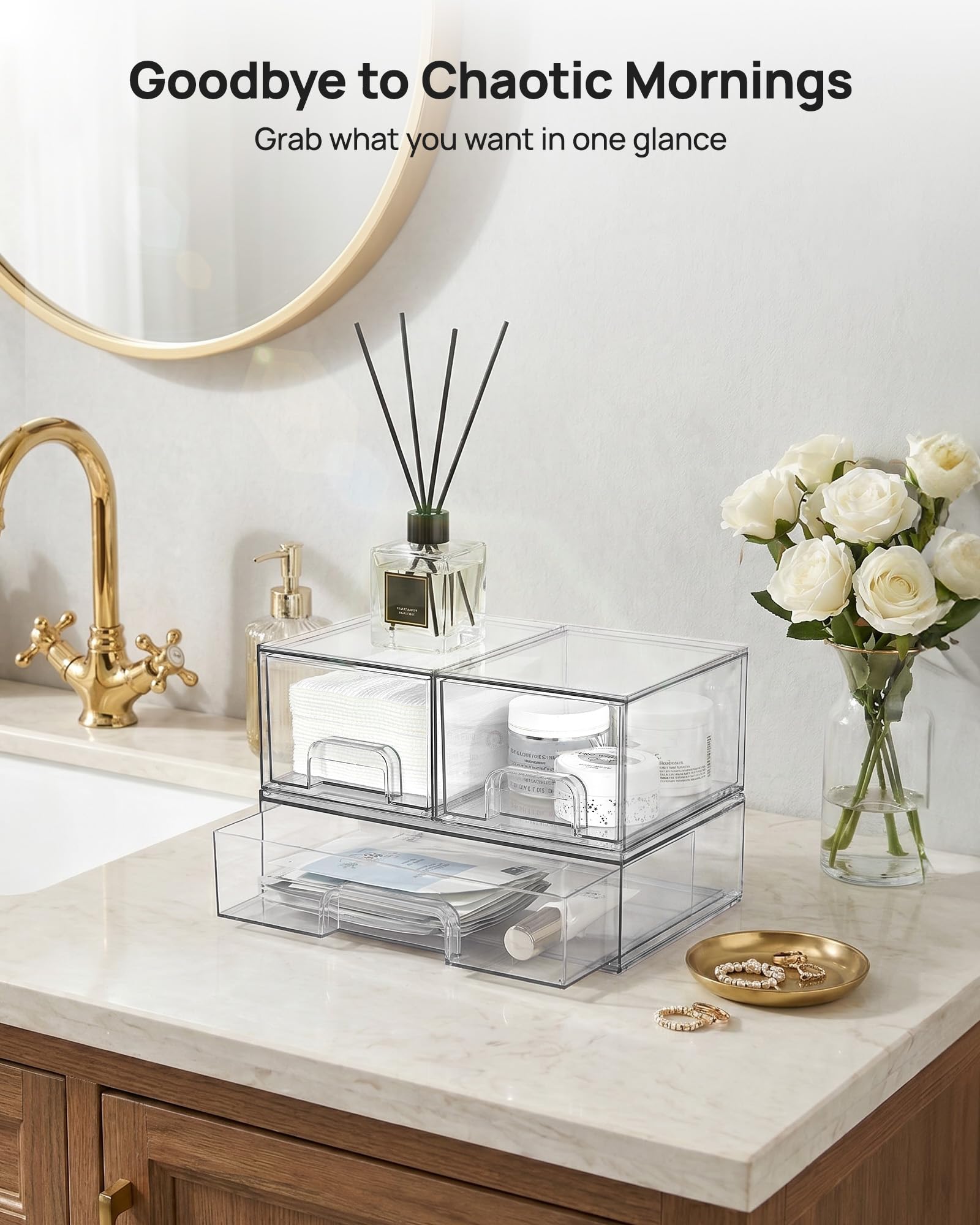 Vtopmart stacked drawers on counter saving space benefit