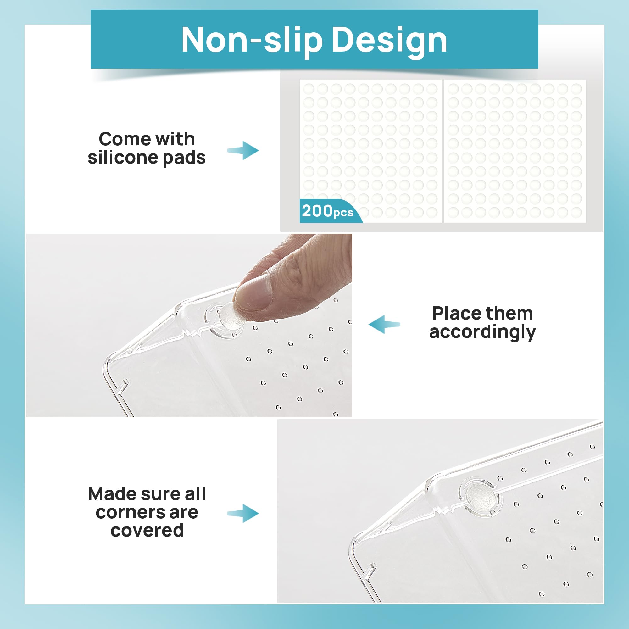 Vtopmart silicone pads detail highlighting non-slip benefit for stability
