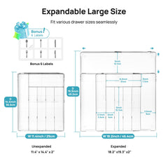 Vtopmart organizer expanded width demonstrating adjustable fit for wider drawers benefit