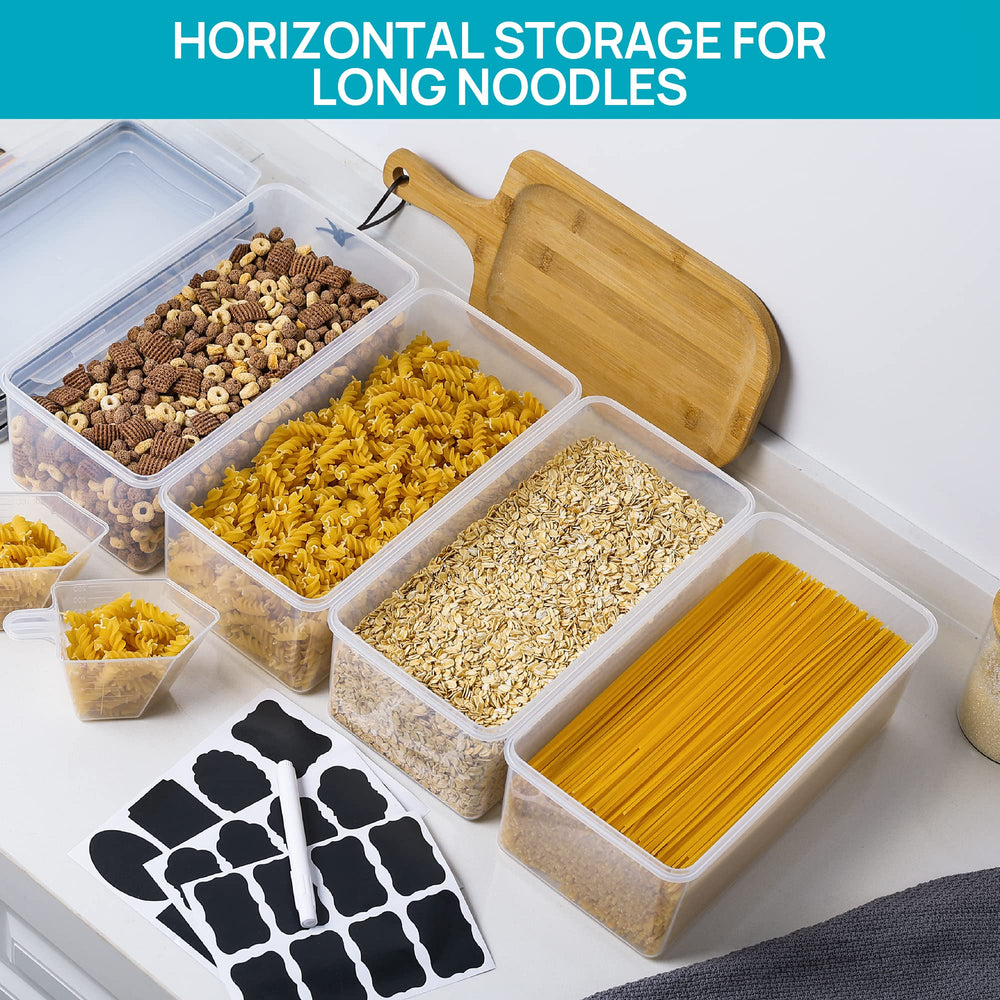 Vtopmart stacked canisters aligned on shelf highlighting tidy uniform storage
