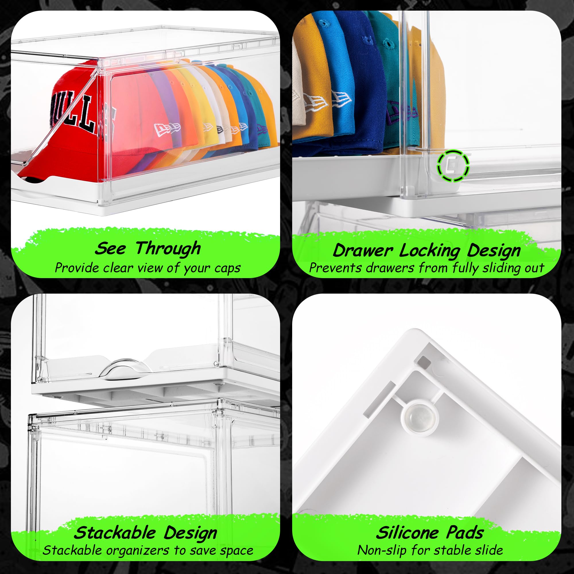 Vtopmart clear label and latch detail showing secure closure and dust protection