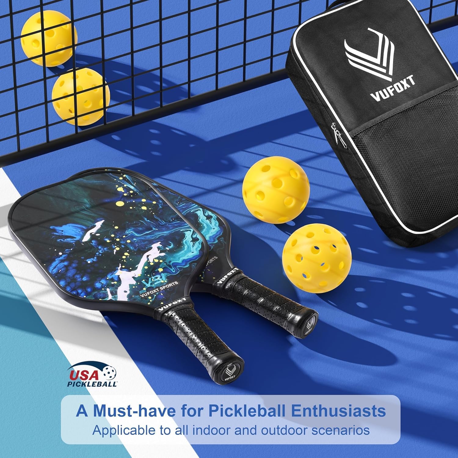 VUFOXT in-use action shot on court illustrating responsiveness and accuracy