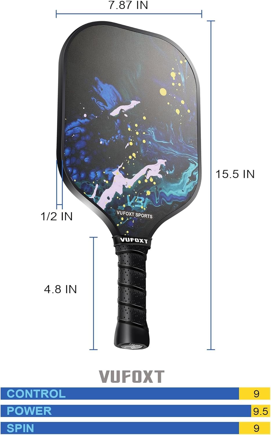VUFOXT USAPA approval label on paddle indicating tournament-ready compliance