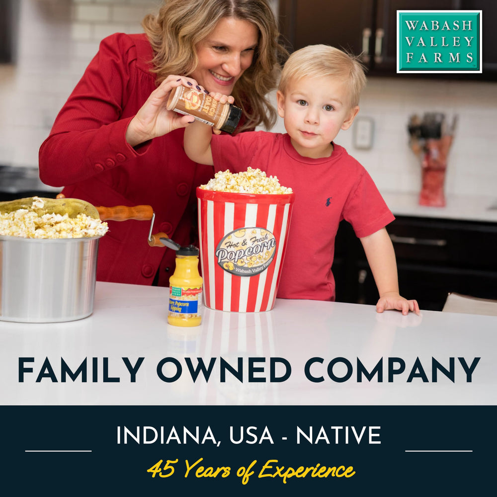 Wabash Valley Farms popped popcorn inside pot illustrating full six-quart yield