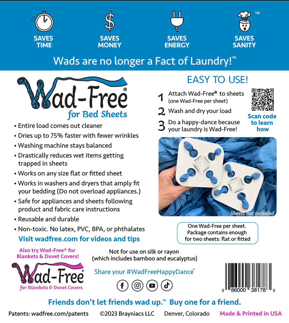 Wad-Free attached to fitted sheet elastic preventing twisting