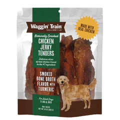 Waggin' Train front pouch showing product and resealable pack for freshness
