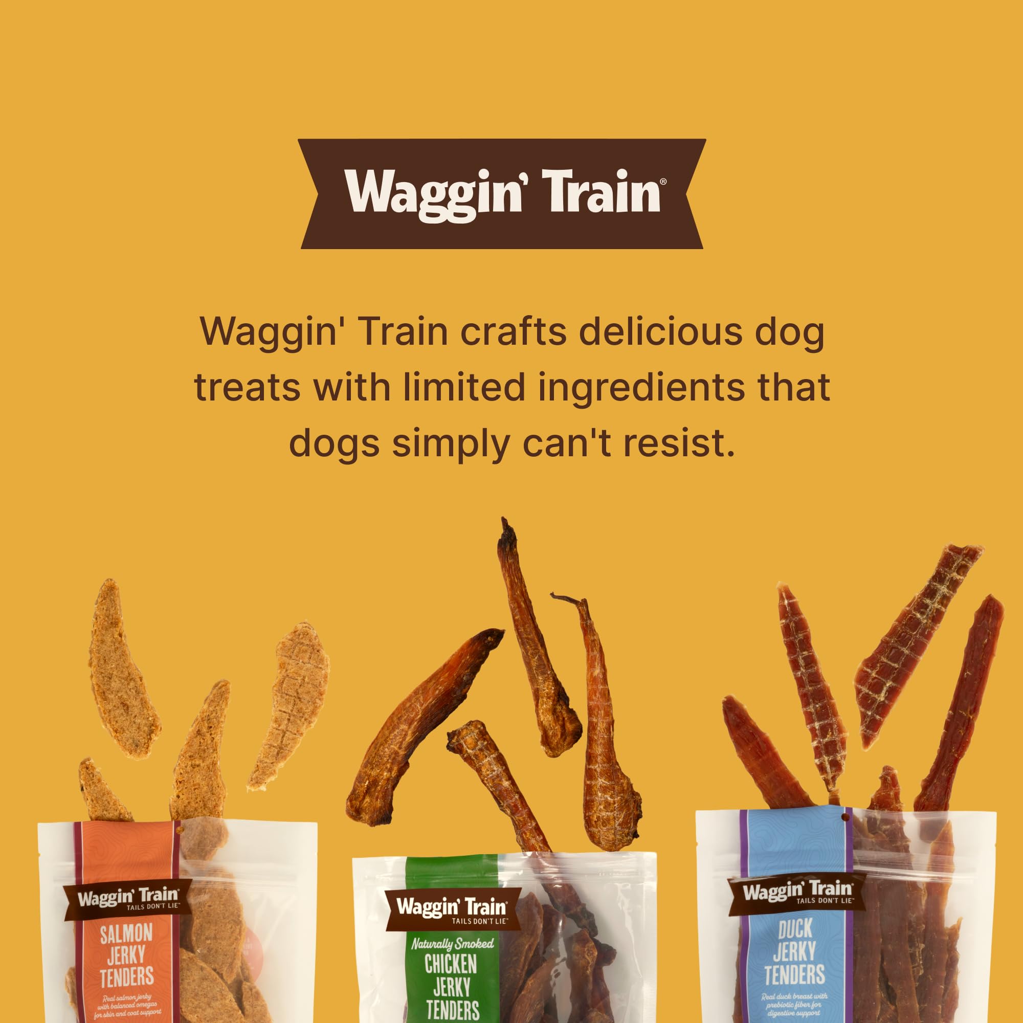Waggin' Train portion size comparison illustrating easy breakup for small dogs