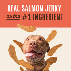 Waggin' Train salmon jerky in bowl ready to serve for convenience