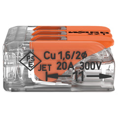 WAGO 221-413 lever open detail showing tool-free access and quick setup